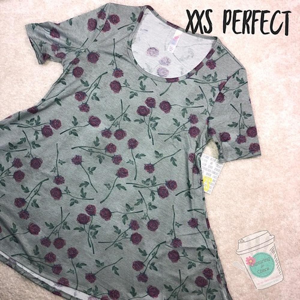 Valentine Roses LuLaRoe Perfect Tee, XXS, NWT